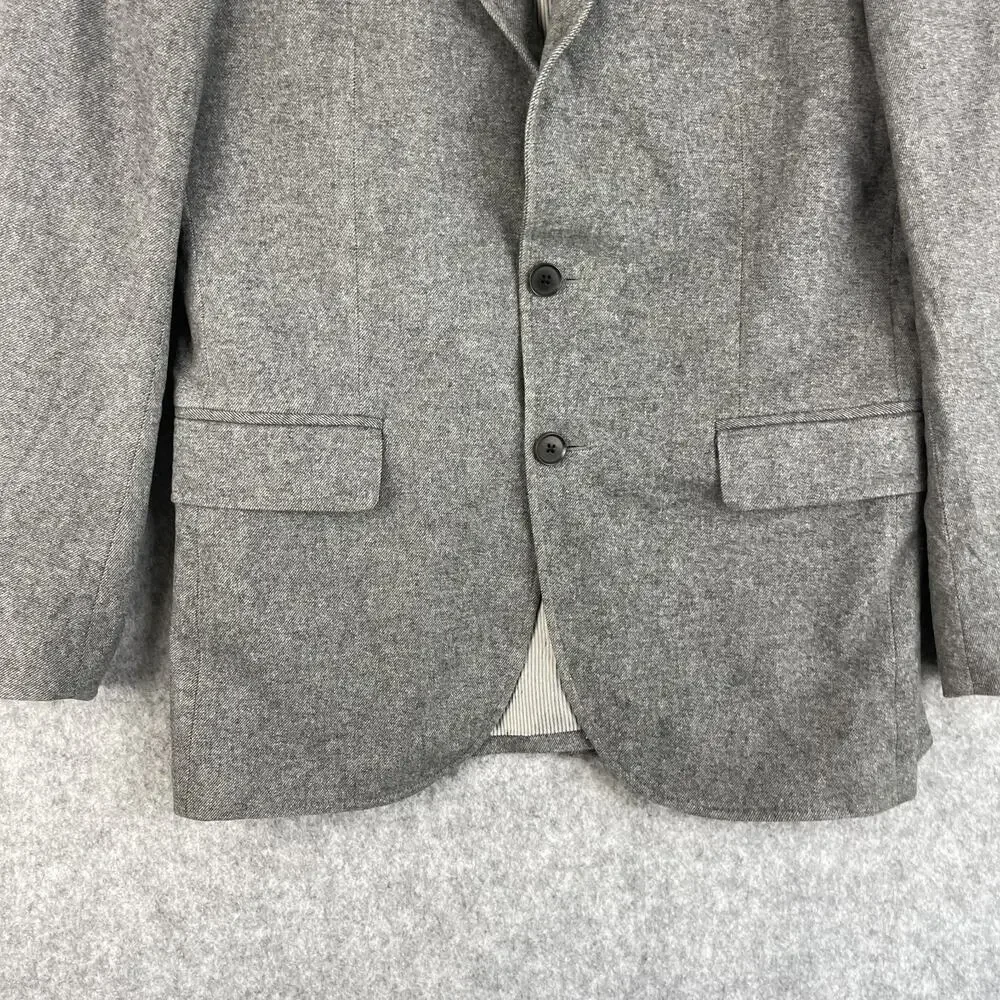Banana‎ Republic Twill Blazer Mens 38R Gray Tailored Elbow Patch Italian Cotton